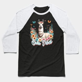 Boho vibes - Llama in Frowers Baseball T-Shirt